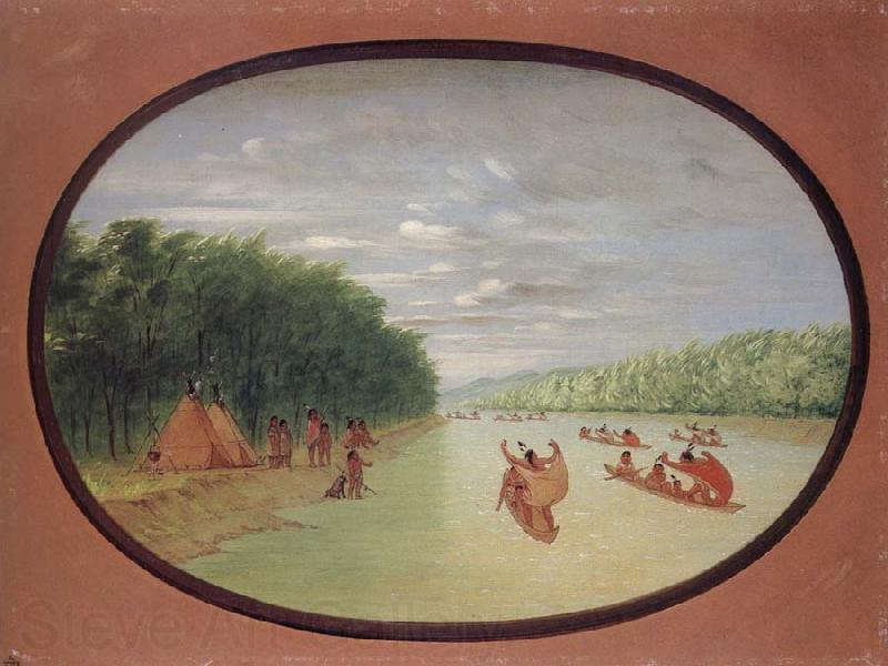 George Catlin Primitive Sailing by the Winnebago indians France oil painting art